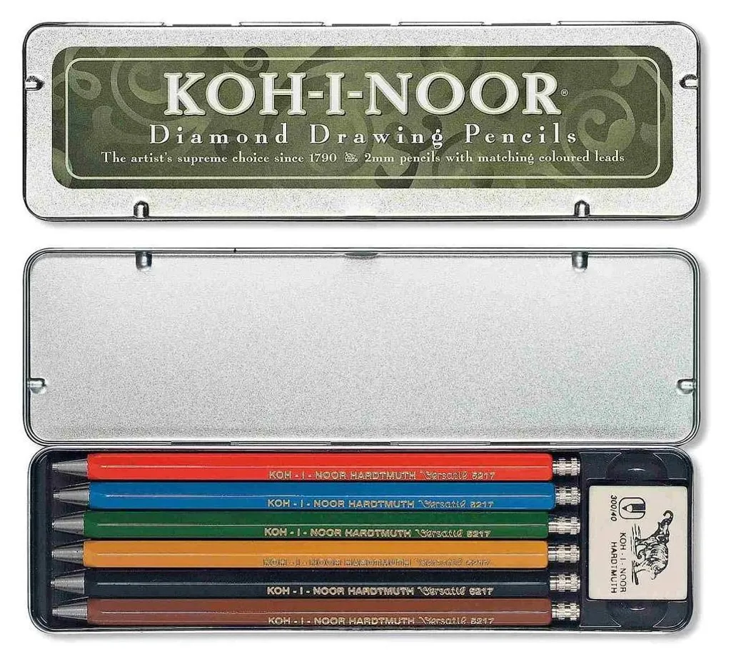 Koh-i-noor 5217 Colorate: 6 Matite Meccaniche Metallo + Mine 2mm