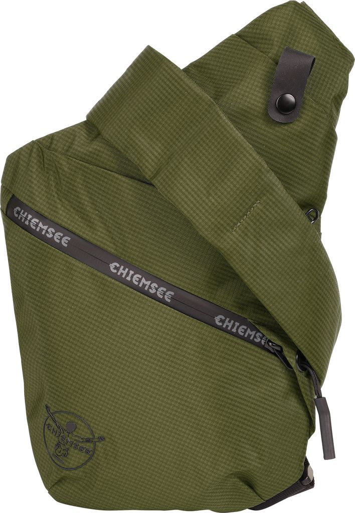 A close-up studio shot of a green Chiemsee bag.
