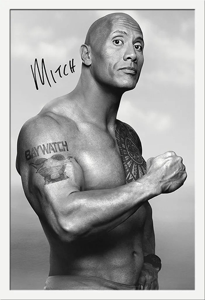 Poster Baywatch Mitch avec Cadre Shinsuke Blanc Maxi MDF 61x91,5 cm