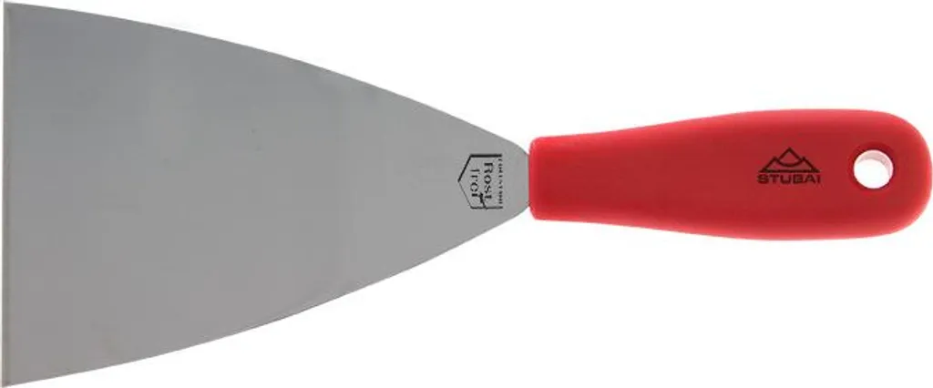 Spatule de nettoyage STUBAI inoxydable 120 mm avec manche rouge ergonomique