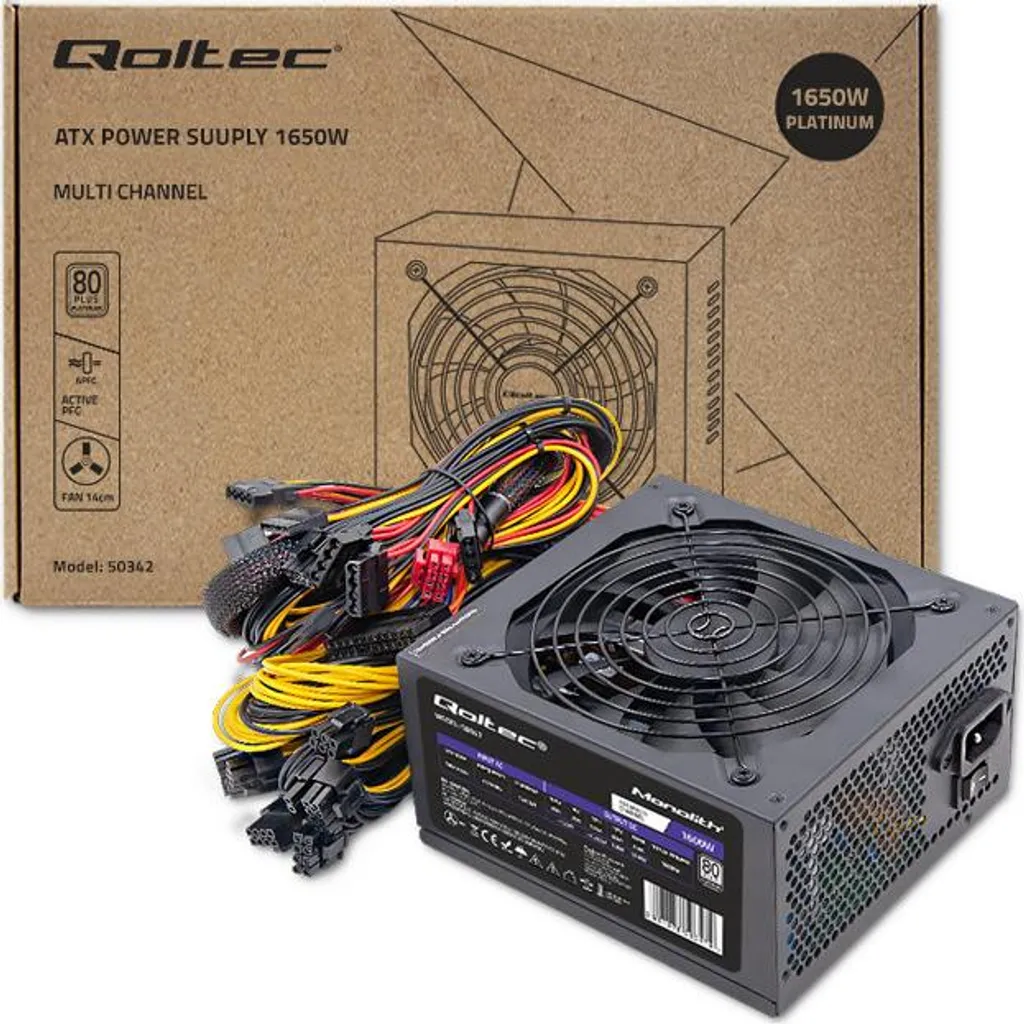 Bloc d'alimentation PC 1650W ATX Qoltec pour stations de travail Pro - 5