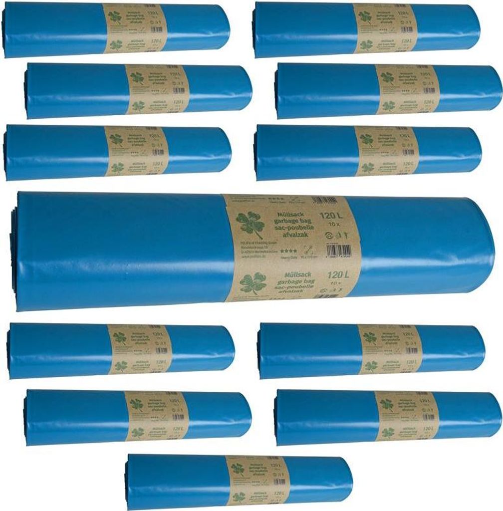 Müllsäcke Abfallsäcke Müllbeutel 120 L Schwerlast 12 Rollen Blau Mülltüte