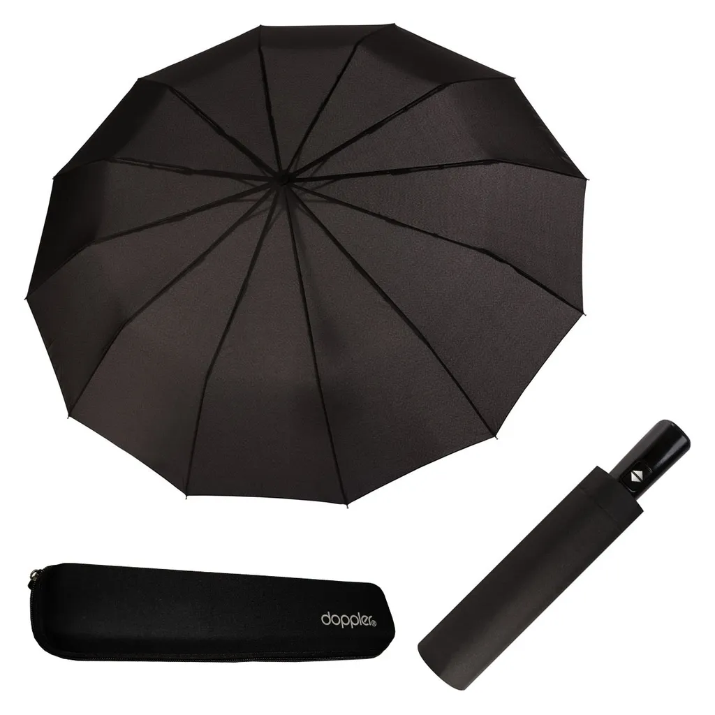 Parapluie Robuste Résistant au Vent Doppler Fiber Magic Major Duomatic Noir
