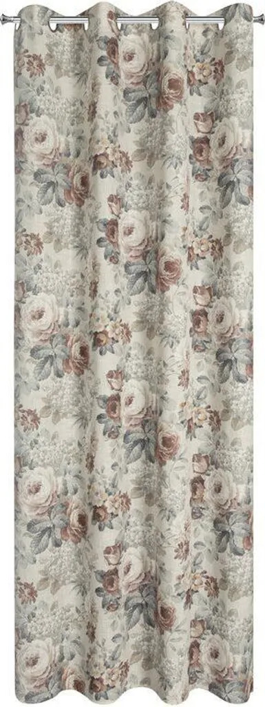 Rideau Gabi 140x250 cm naturel beige fleurs à œillets Eurofirany Z10