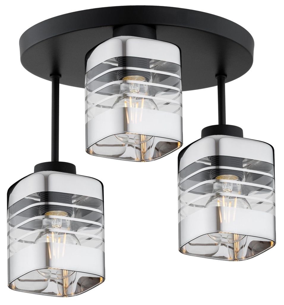 KAR-LIGHTING Deckenleuchte 3-flammig Schwarz/Silber aus Produktbild 