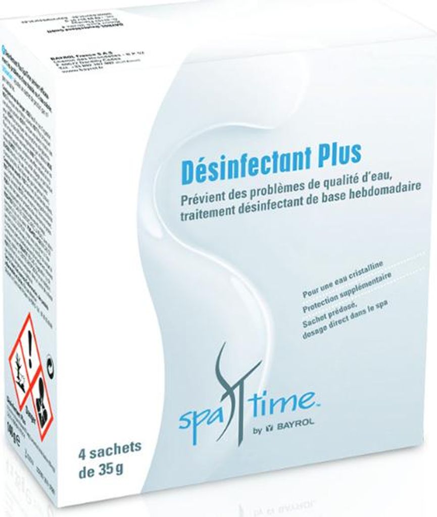 A product box for spa disinfectant.
