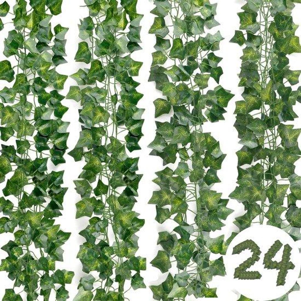 Künstliche Kletterpflanze Garland 24 Teile 50,4m lang für Hochzeit und Garten Dekoration grün