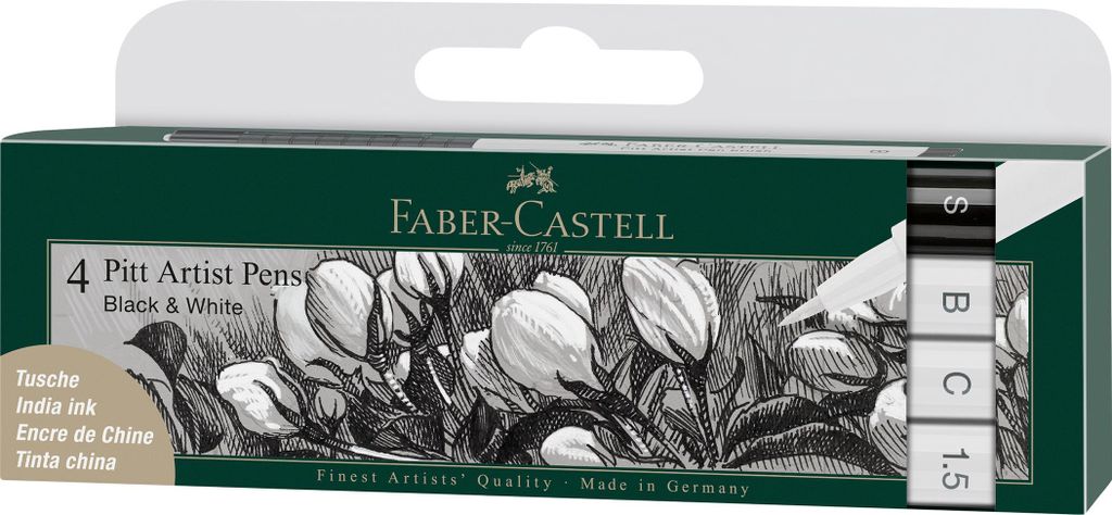 Faber Castell Tuschestift Pitt Artist Pen 4er Black&White
