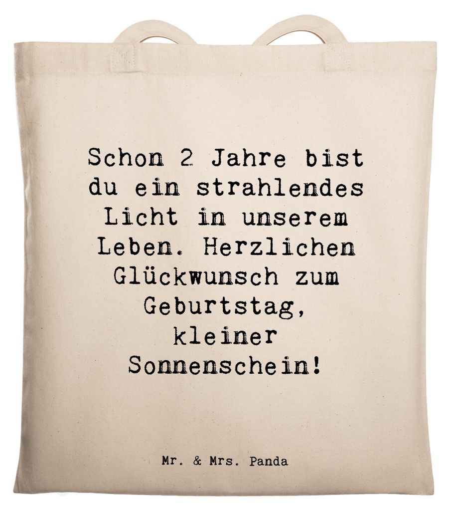 Mr. & Mrs. Panda Shopping Tasche Spruch 2. Geburtstag Licht - Transparent - Geschenk, Happy Birthday, Einkaufstüte, liebevoll, elterliche Freude, ...