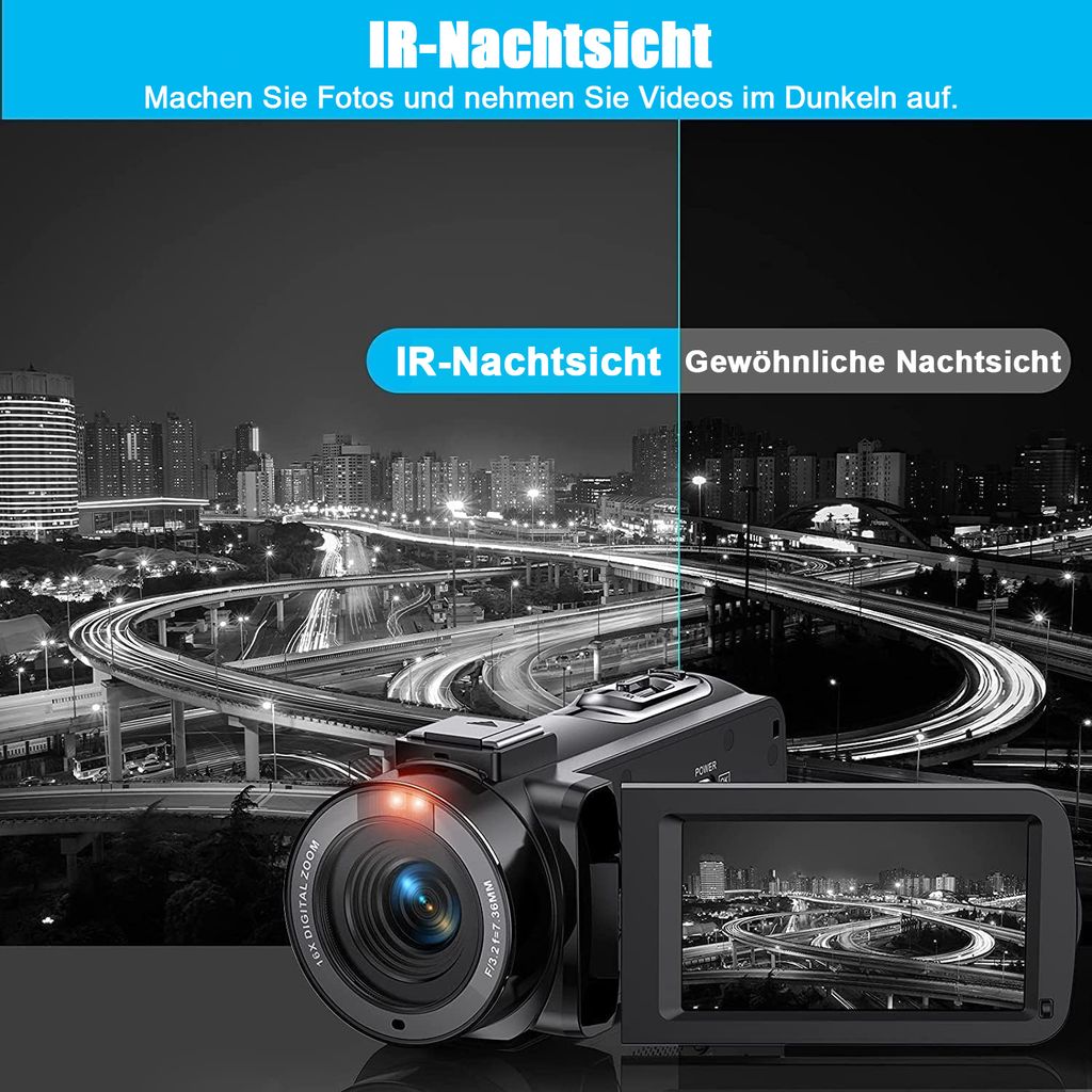 Annadue 1080P HD Videokamera - 16 MP Camcorder Mit 2 Zoll Display Für YouTube & Vlogging