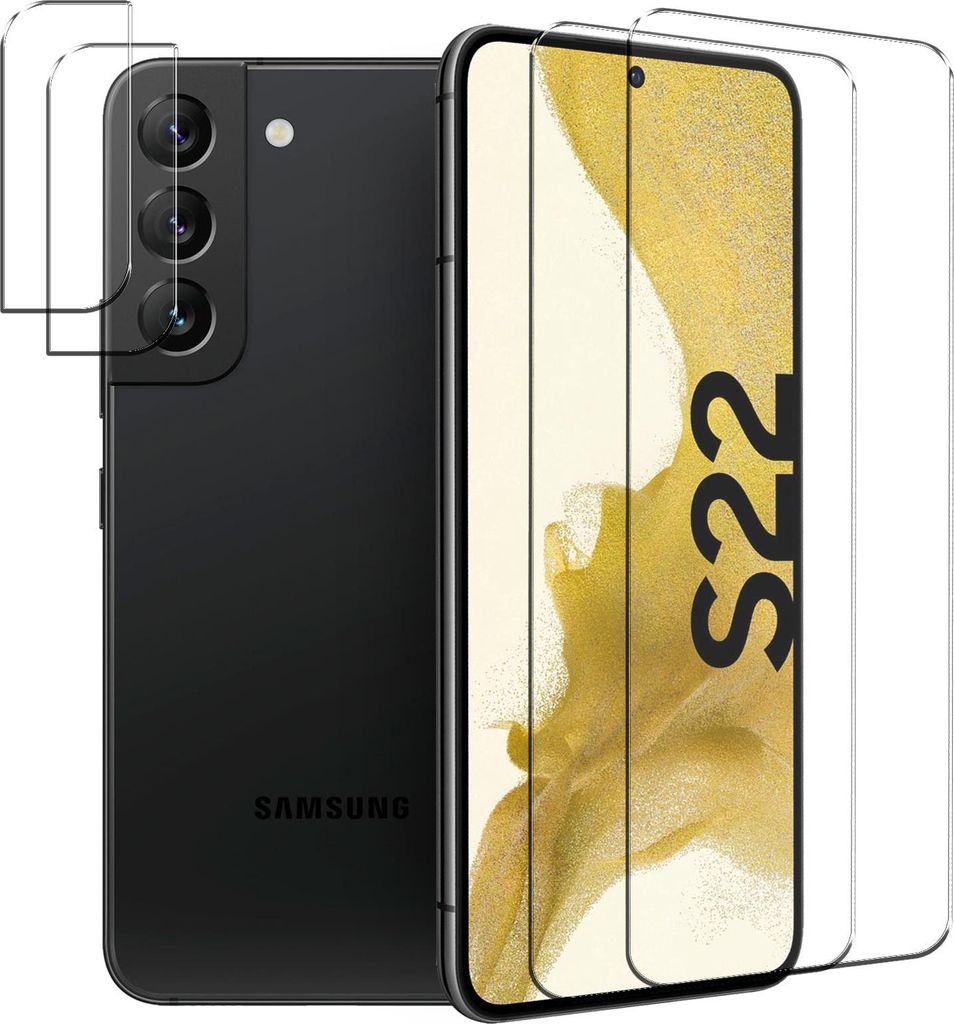Panzerglas für Samsung Galaxy S22 Schutzfolie 2x Kamera Schutzglas Folie 2x Panzerfolie