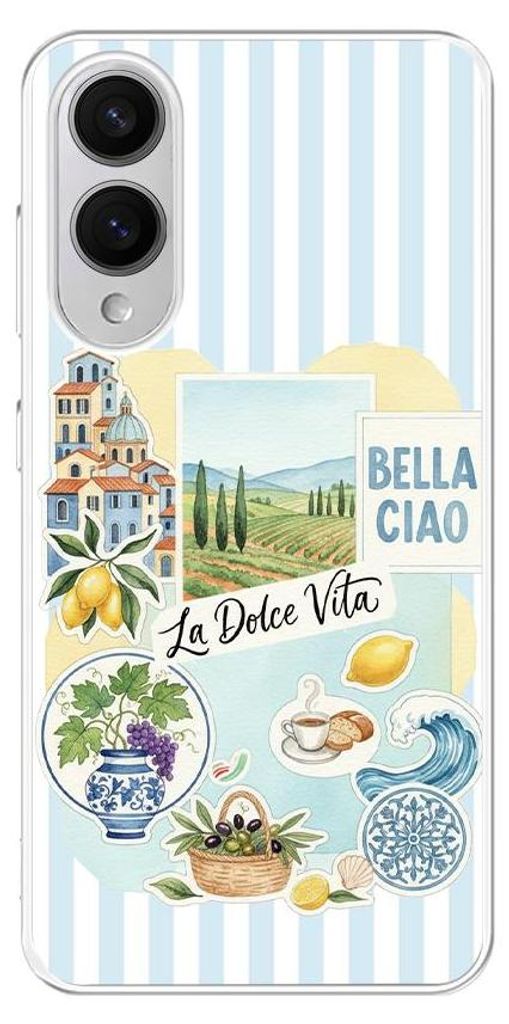 Hartschalenhülle für das Samsung Galaxy S25 Edge, kompatibel mit MagSafe, transparent, Urlaub in Italien, italienische Spezialitäten, La Dolce Vita