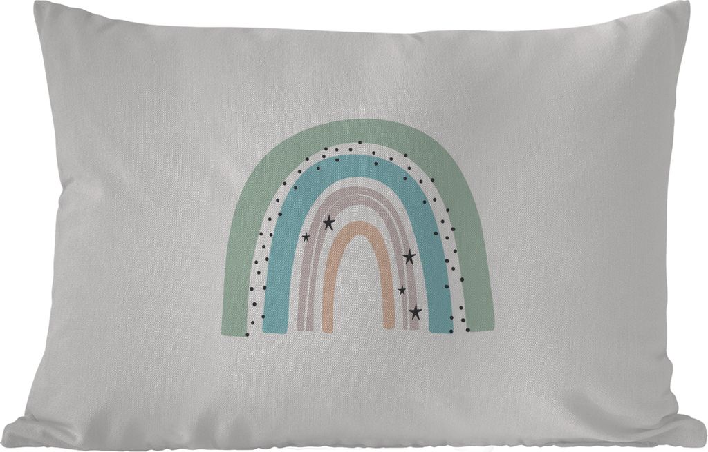 MuchoWow Outdoor Kissen - Regenbogen - Kinder - Sterne - Tupfen - Pastell - 50x30 cm - Wetterfest - Lounge Kissen - Sofa kissen - Wohnzimmer Deko...