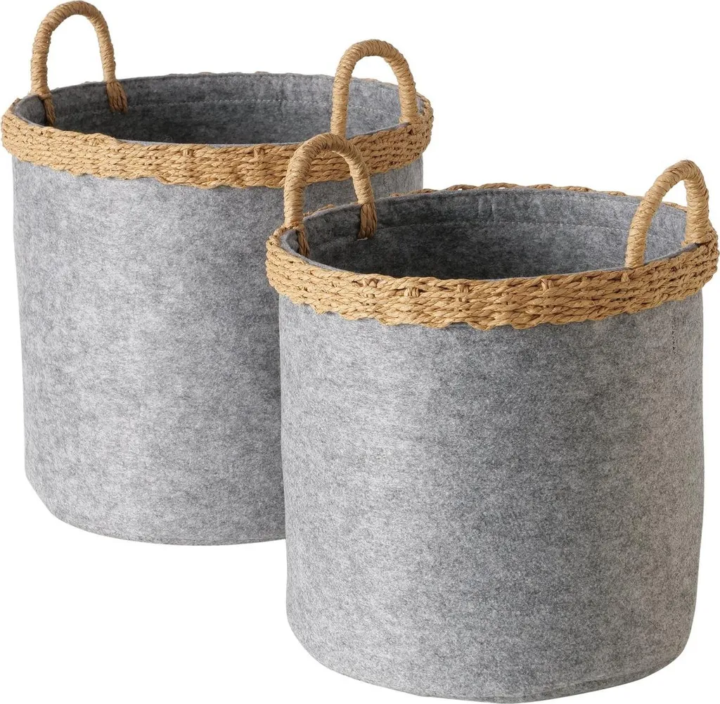 Fini le désordre avec le lot de 2 paniers NILO, rangement feutre durable
