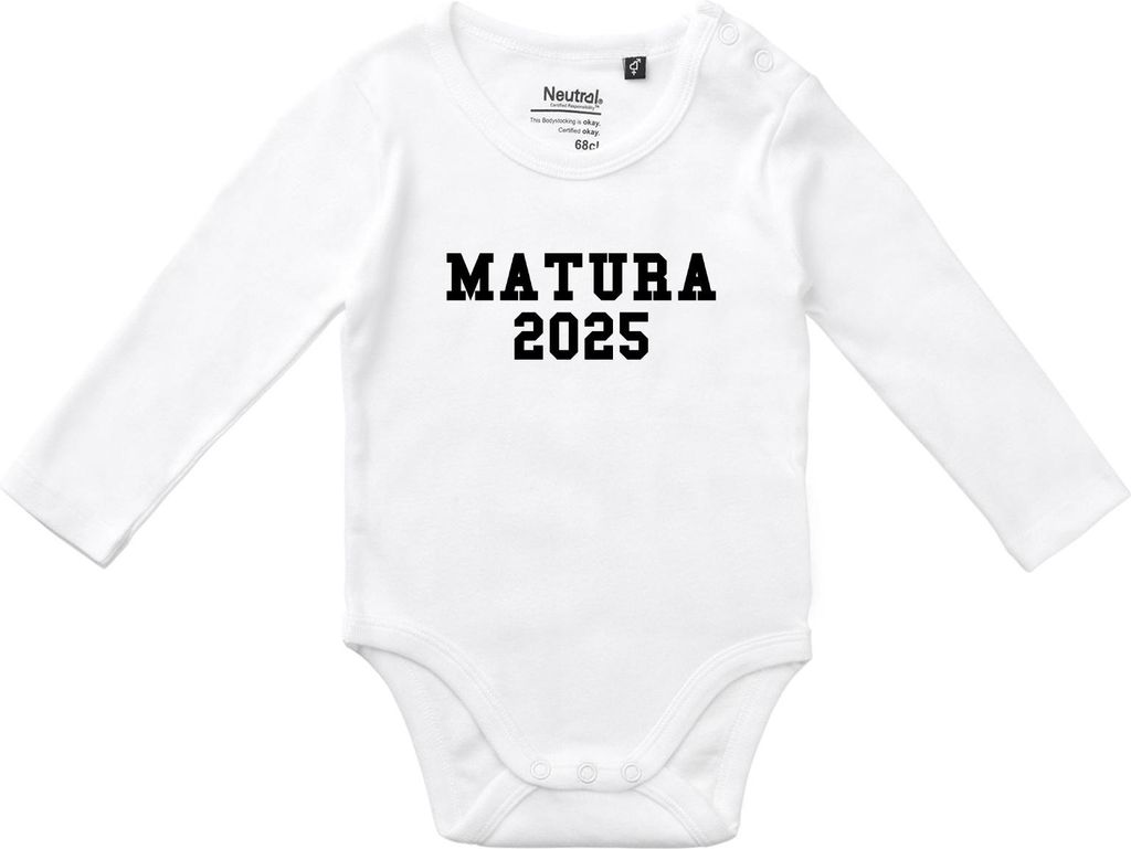 Huuraa Baby Body Matura 2025 Abschluss Österreich / Schweiz 80 White Baumwolle Fairtrade Langarmbody Geschenkidee