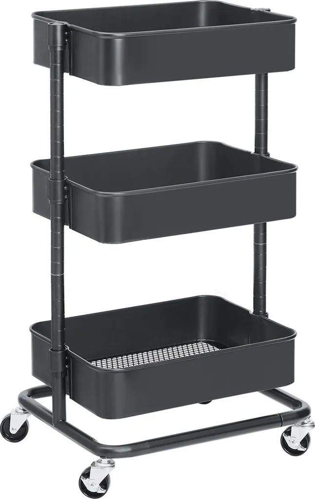 Carrello Portautensili Nero 3 Ripiani: Soluzione per Officina e Hobby