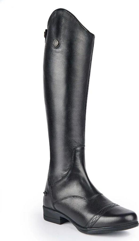 Moretta - Damen Lange Reitstiefel Aida, Leder ER789 (43 EU Schmal) (Schwarz)