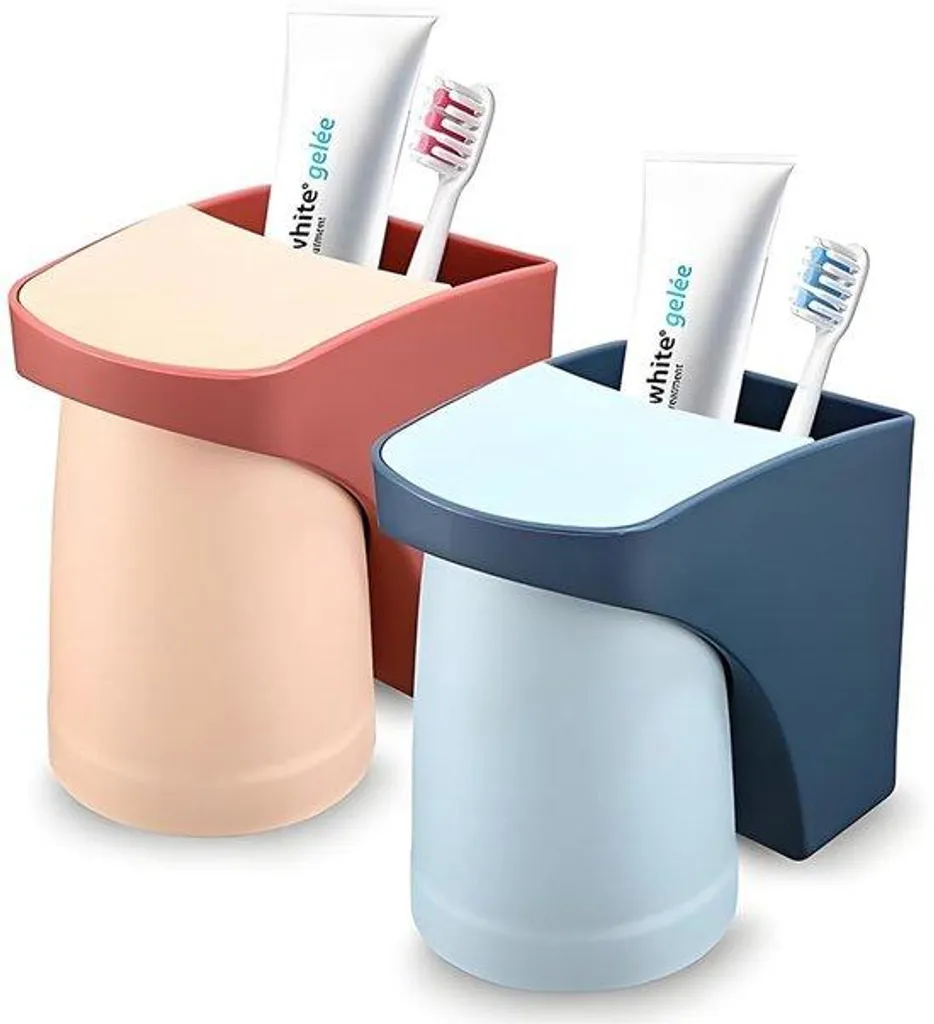 Support brosse à dents mural sans perçage bicolore avec fixation aimantée