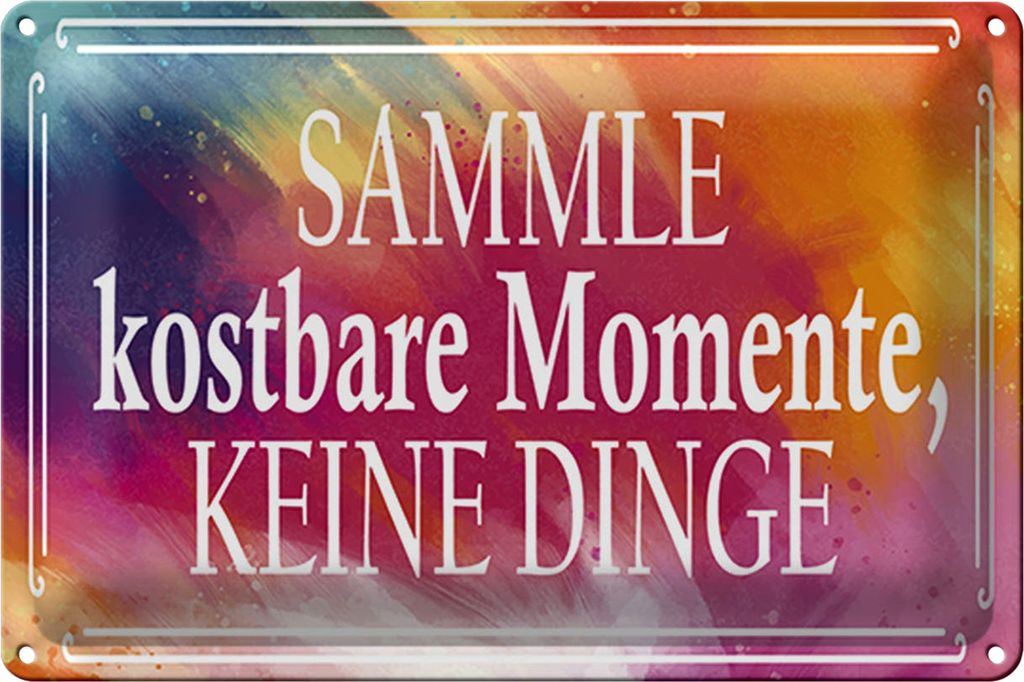 Blechschild Spruch 40x30cm sammle kostbare Momente