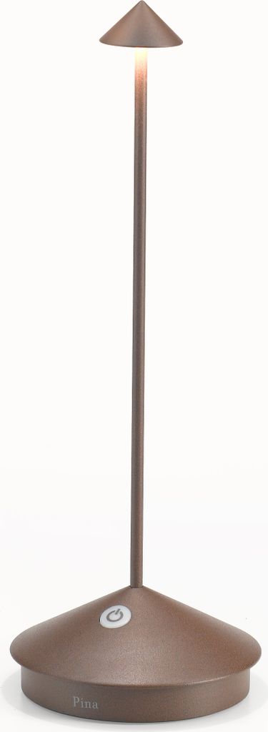 Zafferano Pina Tischlampe - Aufladbare LED Außenlampe - 29 cm - Braun