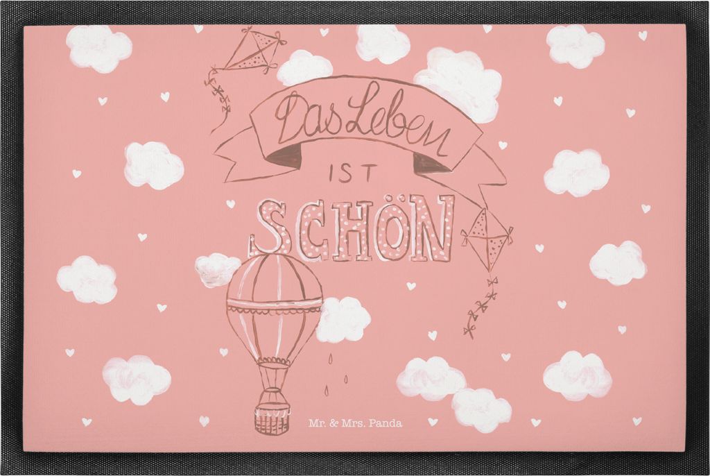 Mr. & Mrs. Panda Schmutzfangmatte Heißluftballon Leben 50 x 75 cm - Geschenk, Inspiration, teppichmatte, Bodenvorleger, Schuhabstreifer, Zitat, Fu...