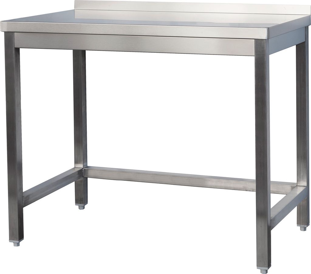 Edelstahl Arbeitstisch mit Aufkantung verschweißt | Bautiefe 700mm | ohne Grundboden | AISI 304
