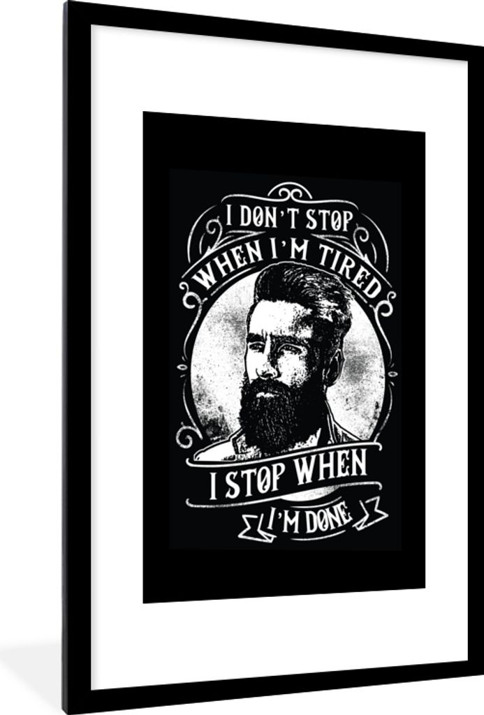 MuchoWow MuchoWow Gerahmtes Poster Mancave - Männer - Bart - Vintage 60x90 cm - Poster mit zchwarzem Bilderrahmen - Dekoration - Wandposter Wo...