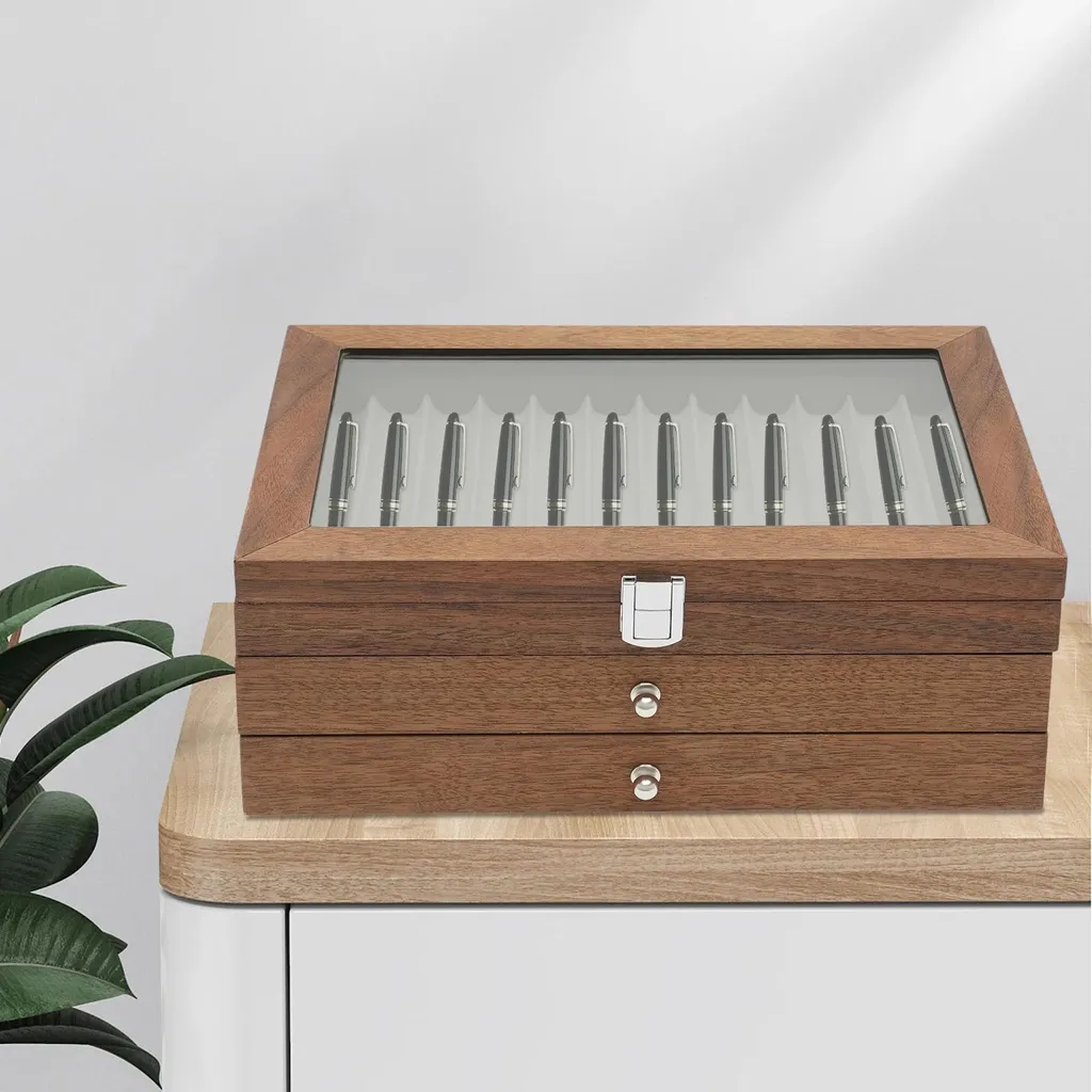 Rangement stylos bois 34 places : fini le désordre sur le bureau