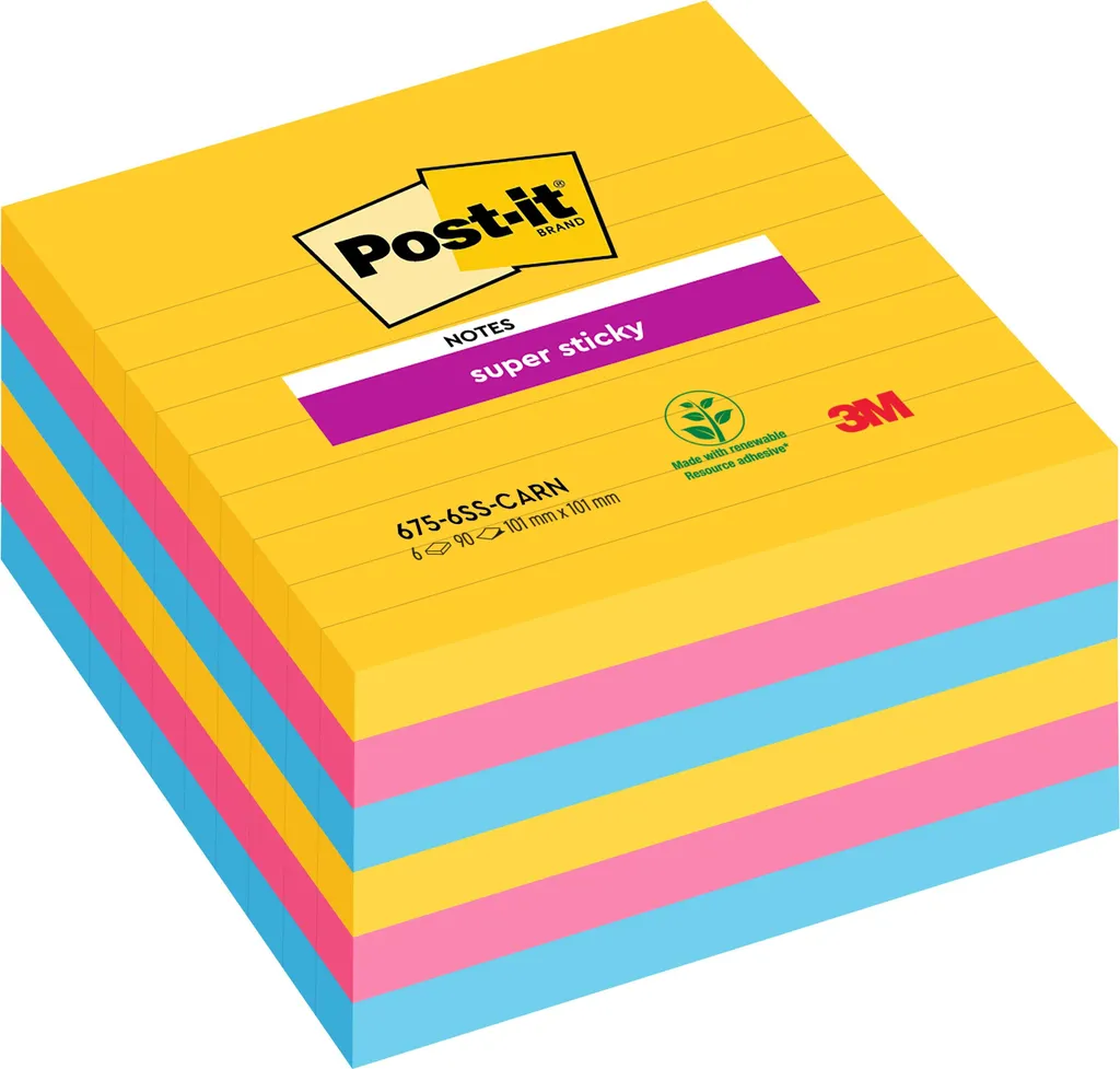 Post-it® 675-S6R Super Sticky 101x101mm Rigati: Lo Smart Note-Taking
