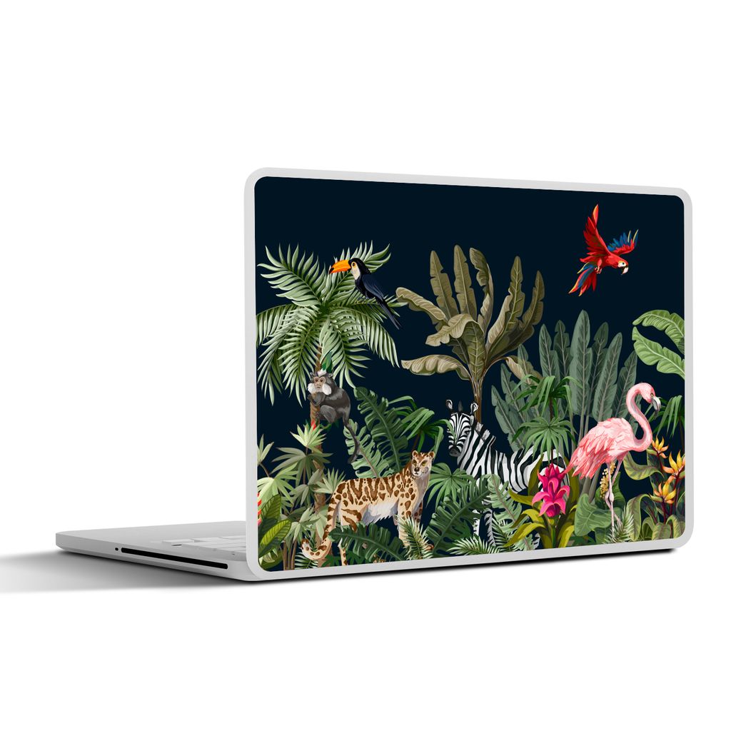 MuchoWow Laptop Aufkleber Sticker Cover Dschungel - Pflanzen - Tiere - Kinder - Flamingo - Zebra 40x30 cm - Laptop Dekoration - Selbstklebend