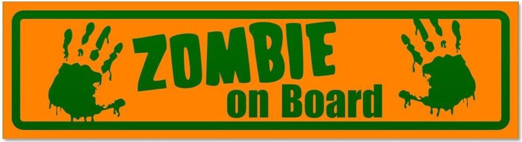 Kiwistar - Autoaufkleber - Orange - Grün - 20 x 5,3 cm - Zombie ob Board invertiert - Hinweis Aufkleber Sticker für Auto, Kfz, Fahrrad, PKW, LKW
