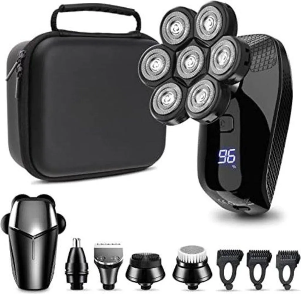 Rasoir de tête ergonomique pour hommes - Tondeuse cheveux noire 19 cm