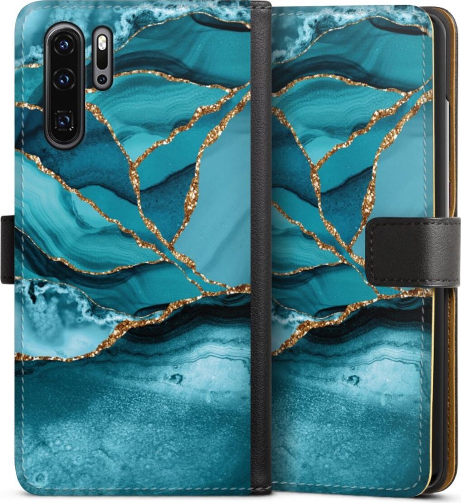 DeinDesign Klapphülle für Huawei P30 Pro Handytasche Lederhülle Tasche Edelstein Glitzer Look Marmor