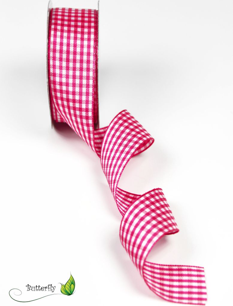 Karoband 25mm, 10 Meter, Farbe:fuchsia 185