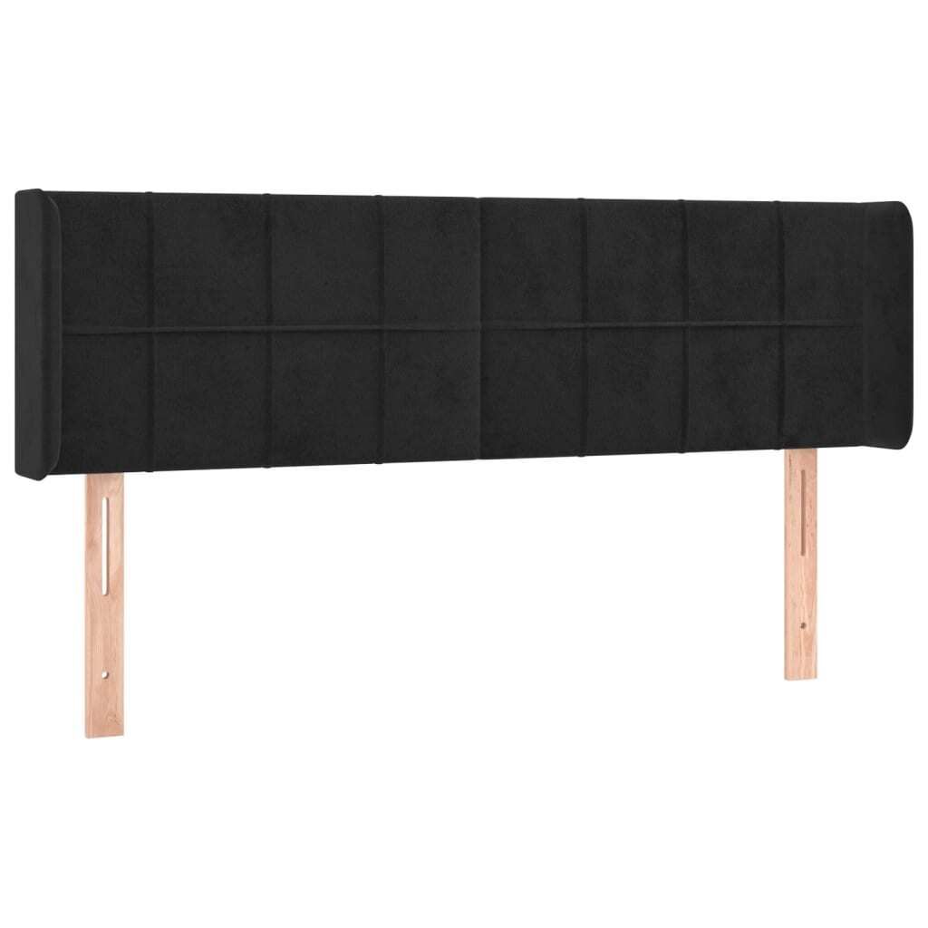 vidaXL Kopfteil mit Ohren Schwarz 147x16x78/88 cm Samt