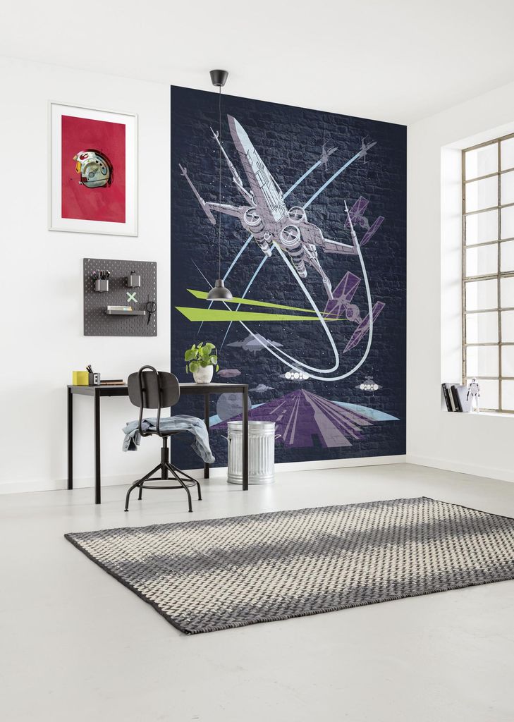 Komar Vlies Fototapete "Star Wars Classic Concrete X-Wing" - Größe: 200 x 280 cm (Breite x Höhe), 4 Bahnen