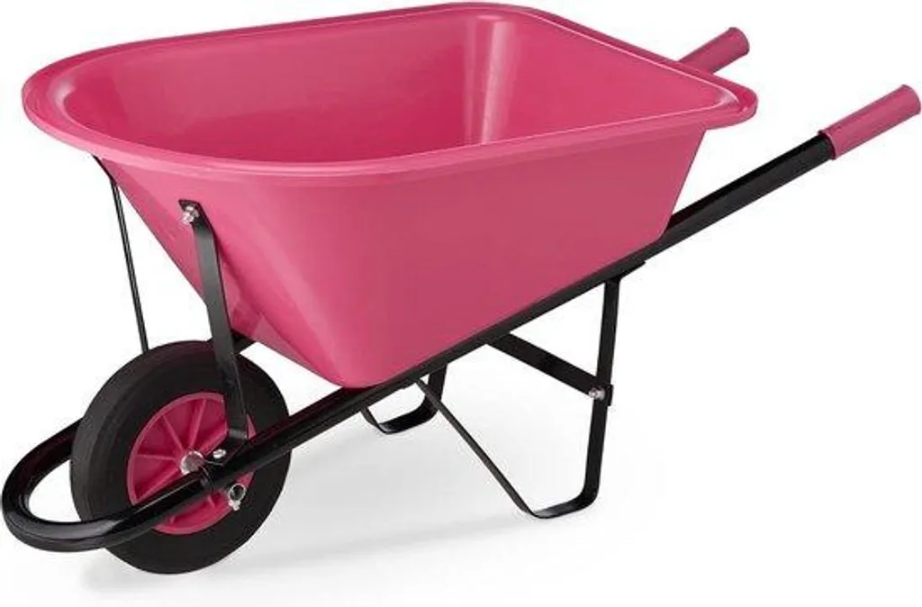 Brouette en métal pour aider au jardin - Jouet rose enfant charge 10 kg