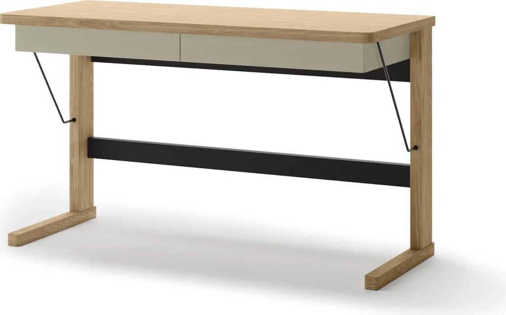 Grand bureau aspect chêne Selsey Ollie 131 cm avec double tiroir