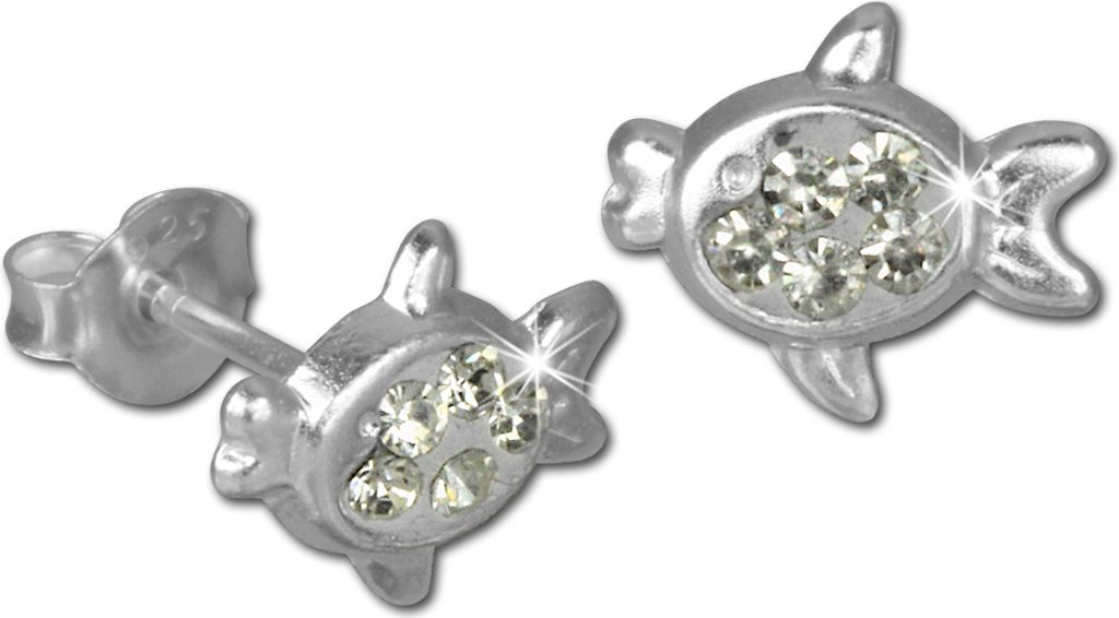 Teenie-Weenie Ohrstecker für Kinder 925 Silber weiß Fisch Ohrringe SDO8008W
