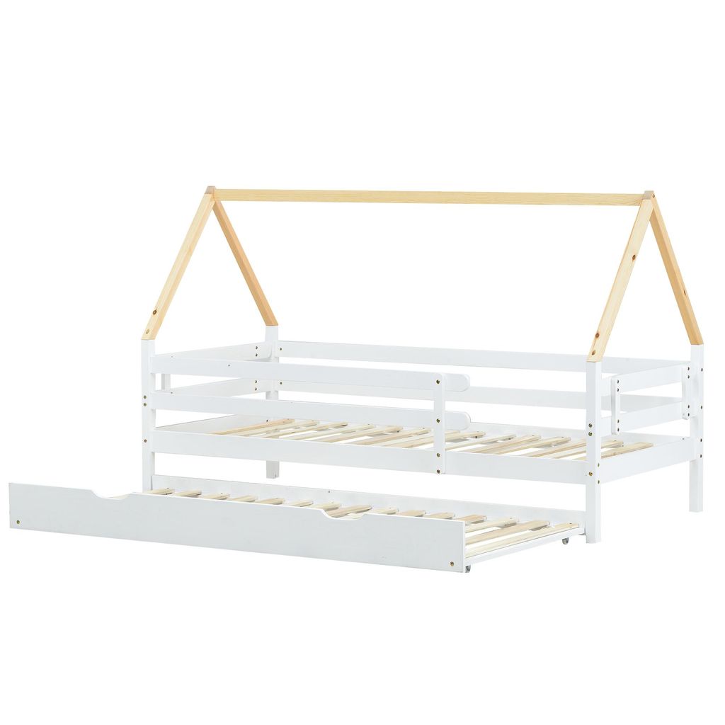 Hausbett mit Gästebett, 90x200 cm, Kinderbett mit Produktbild 