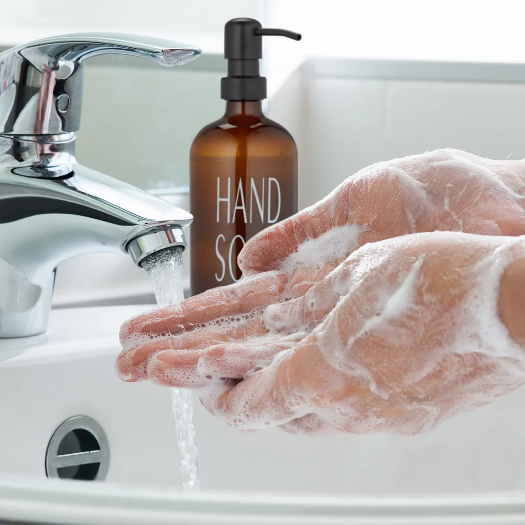Dispenser Sapone Vetro Relaxdays - Set 2 Pezzi Design Minimal Bagno