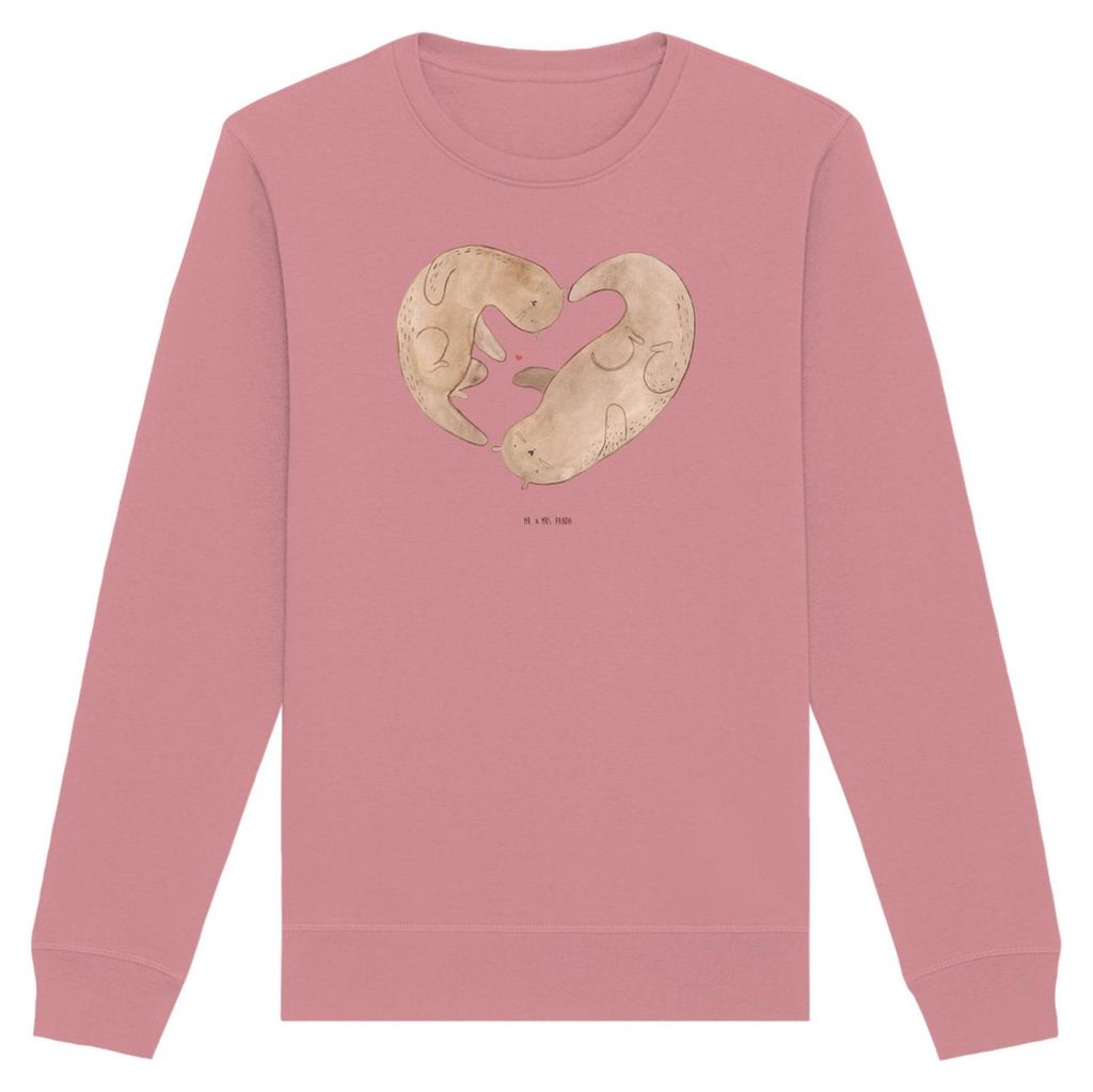 Mr. & Mrs. Panda Baumwoll Pullover Otter Valentine Größe M - Canyon Pink - Geschenk, Sweatshirt, Hochzeitstag, für Frauen, Freundin, Liebesbewei...