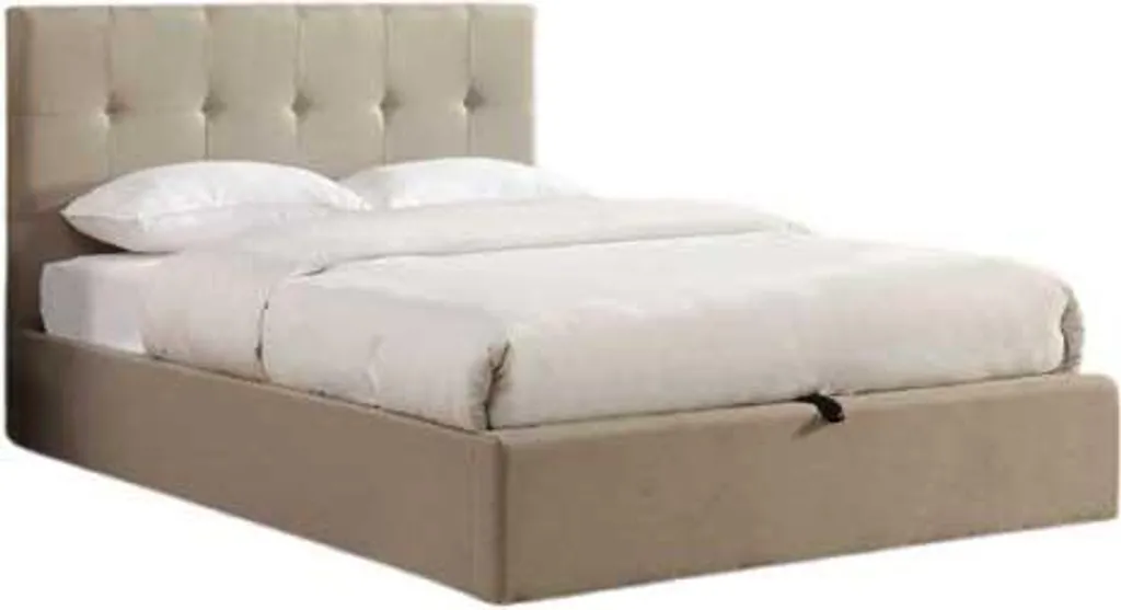 Lit coffre 140x200 Corbi Sand : Lit deux places avec grand rangement