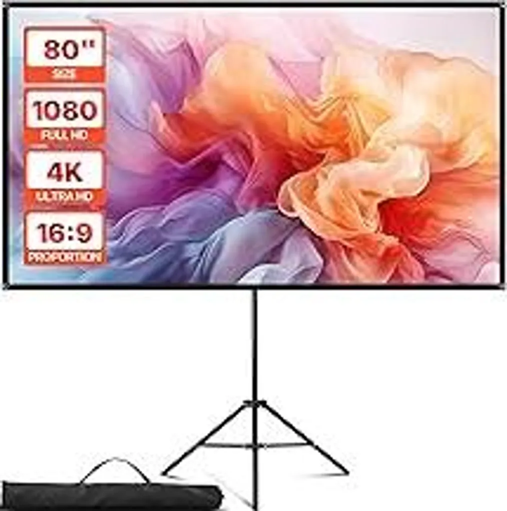 VEVOR Schermo Proiezione Treppiede 80 Pollici 4K HD - Cinema a Casa