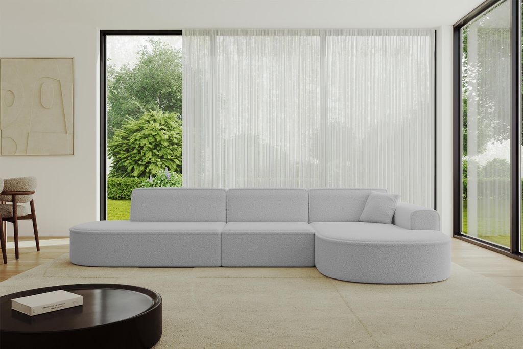 ALTDECOR Ecksofa in L-Form MARI-L2 - 328x171x79,5 cm Hellgrau - Corner Sofa Bett Eckcouch Couch Wohnlandschaft Cauchsofa