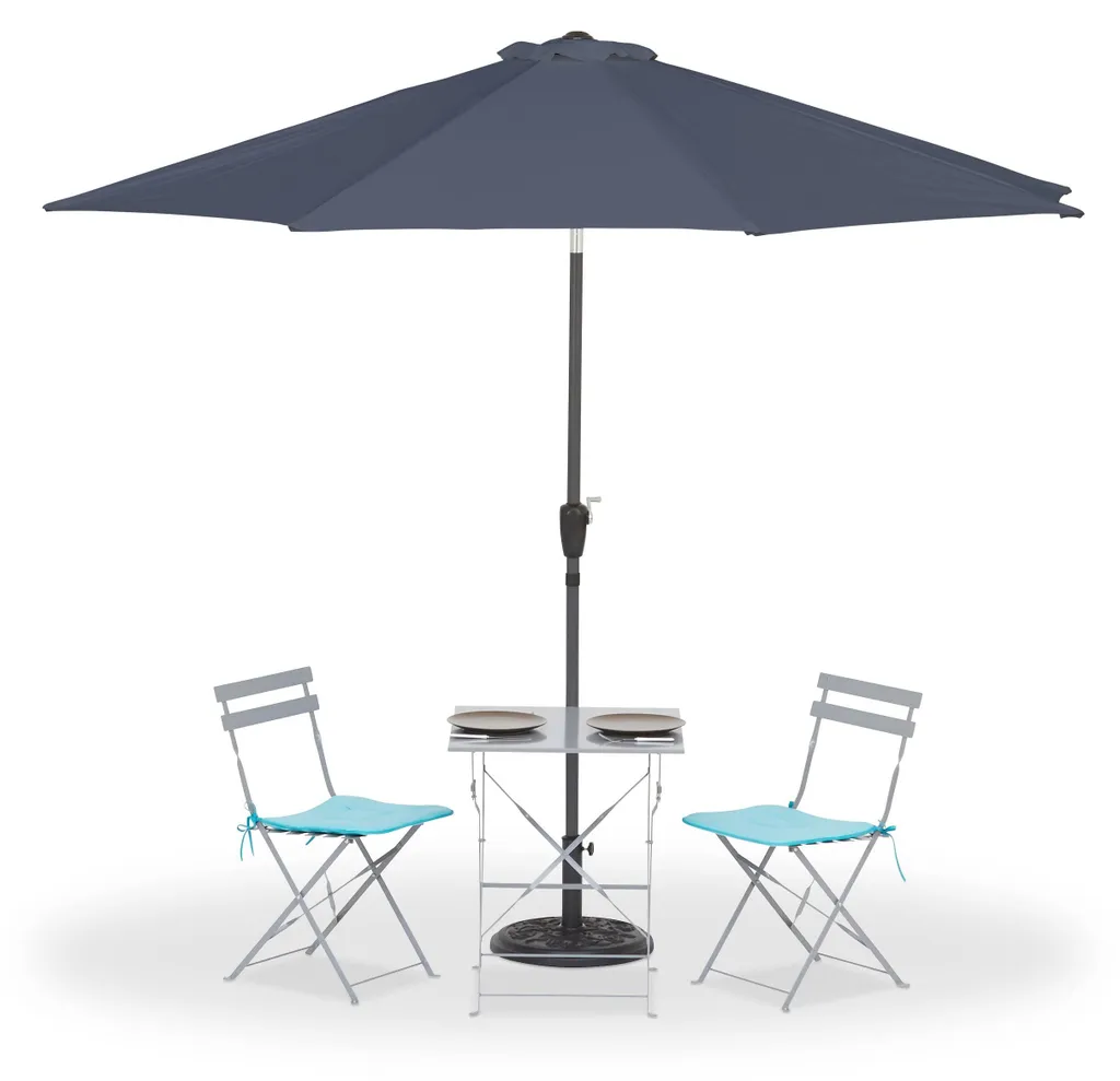 Parasol terrasse Ø 300 cm inclinable gris anthracite manivelle et housse