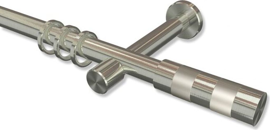Interdeco Gardinenstange, Vorhangstange Edelstahl-Optik Modell Prestige Mavell, 20 mm Ø 1-läufig, 240 cm