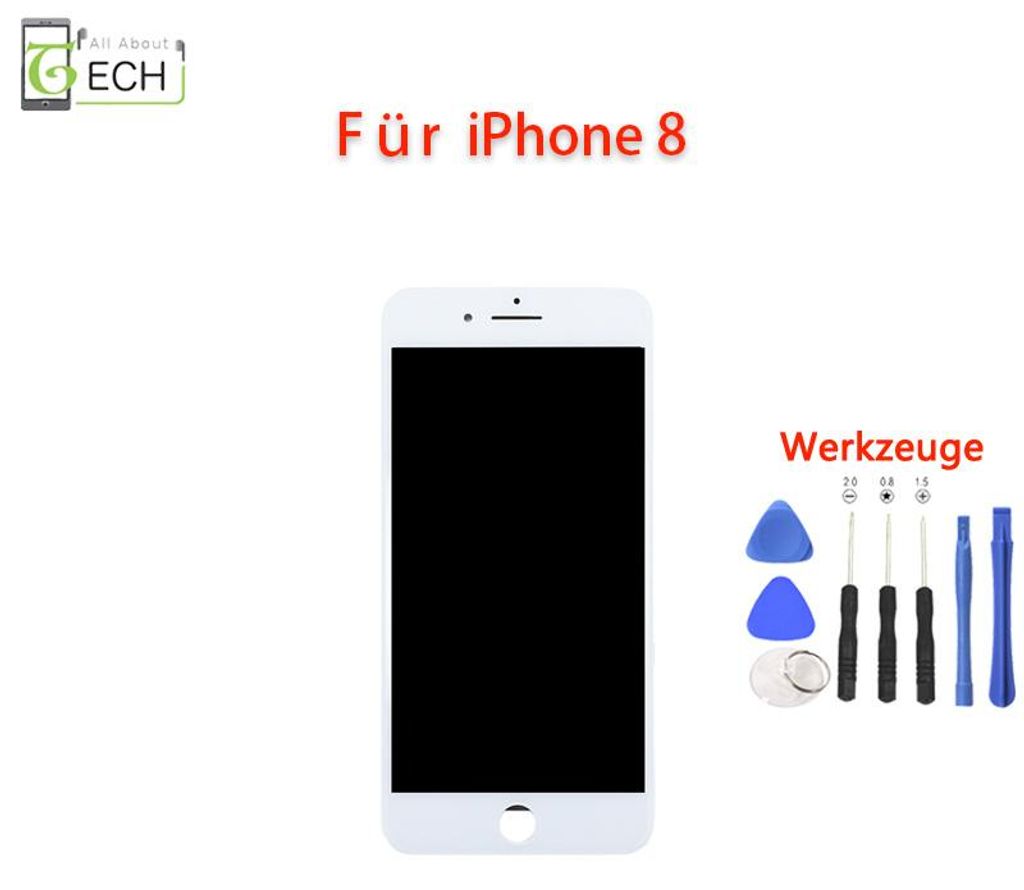 Für iPhone 8 4.7 LCD Display Touchscreen Front Glas HD Weiß Produktbild 