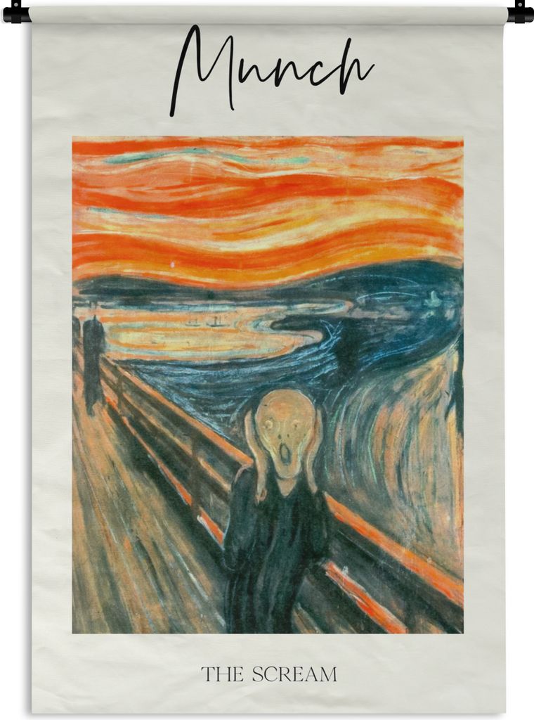 MuchoWow Wandteppich Wandbehang Gemälde - Der Schrei - Munch 120x180 cm Tapisserie Dekoration Wandtuch - Schlafzimmer - Dekorationen für das Haus