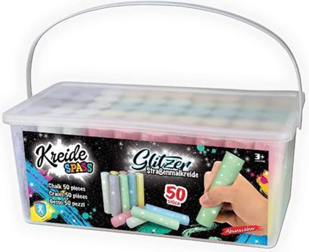 Straßenmalkreiden Glitzer 50 Stück Box